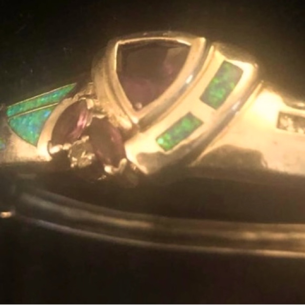 Blue opals, amethyst and diamonds set in sterling silver, necklace and bracelet